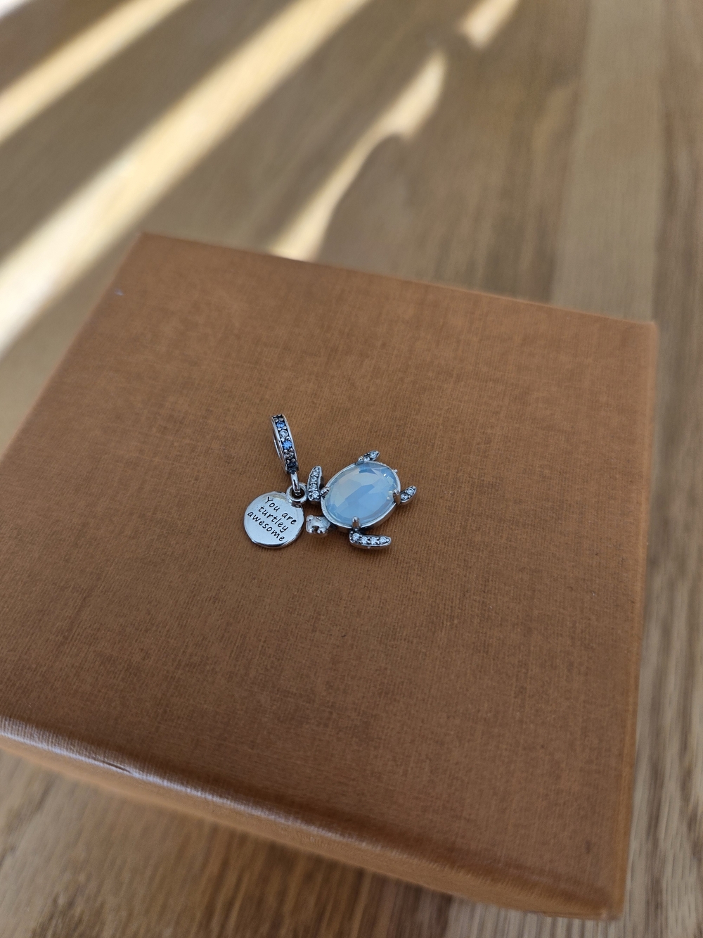 dangling turtle with crystal charm for pandora bracelet